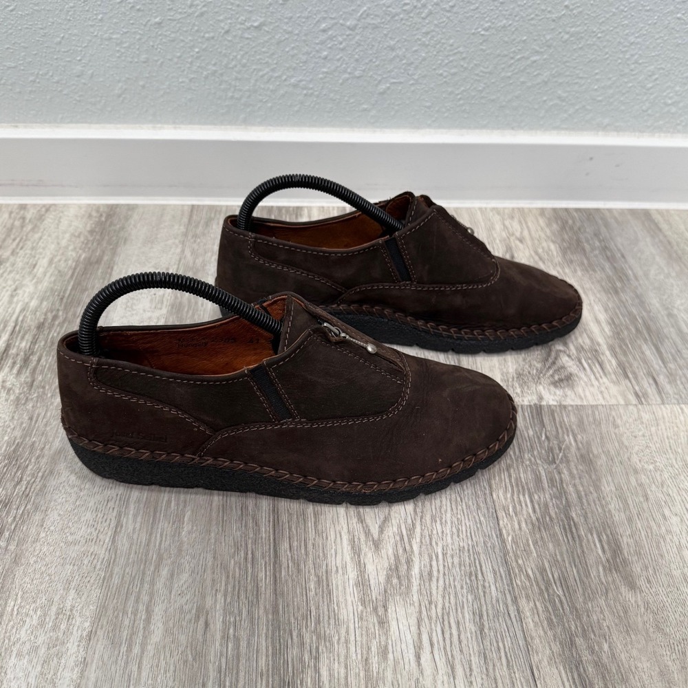 Josef Seibel Germany Brown Suede Leather Zip Comfort Loafer Shoes 8 US 41 EU